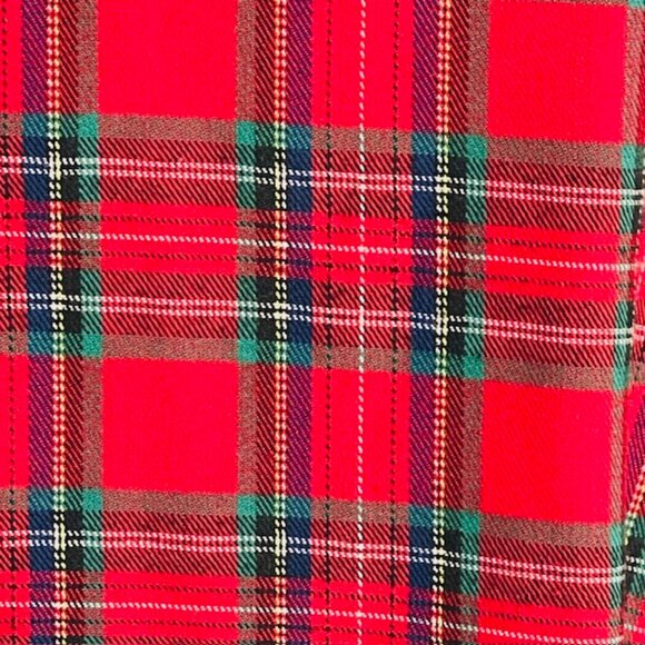 Jodifl Plaid Tartan Red Dress Ruffle Stand Collar Long Sleeve Tiered NWT Large - Picture 4 of 10